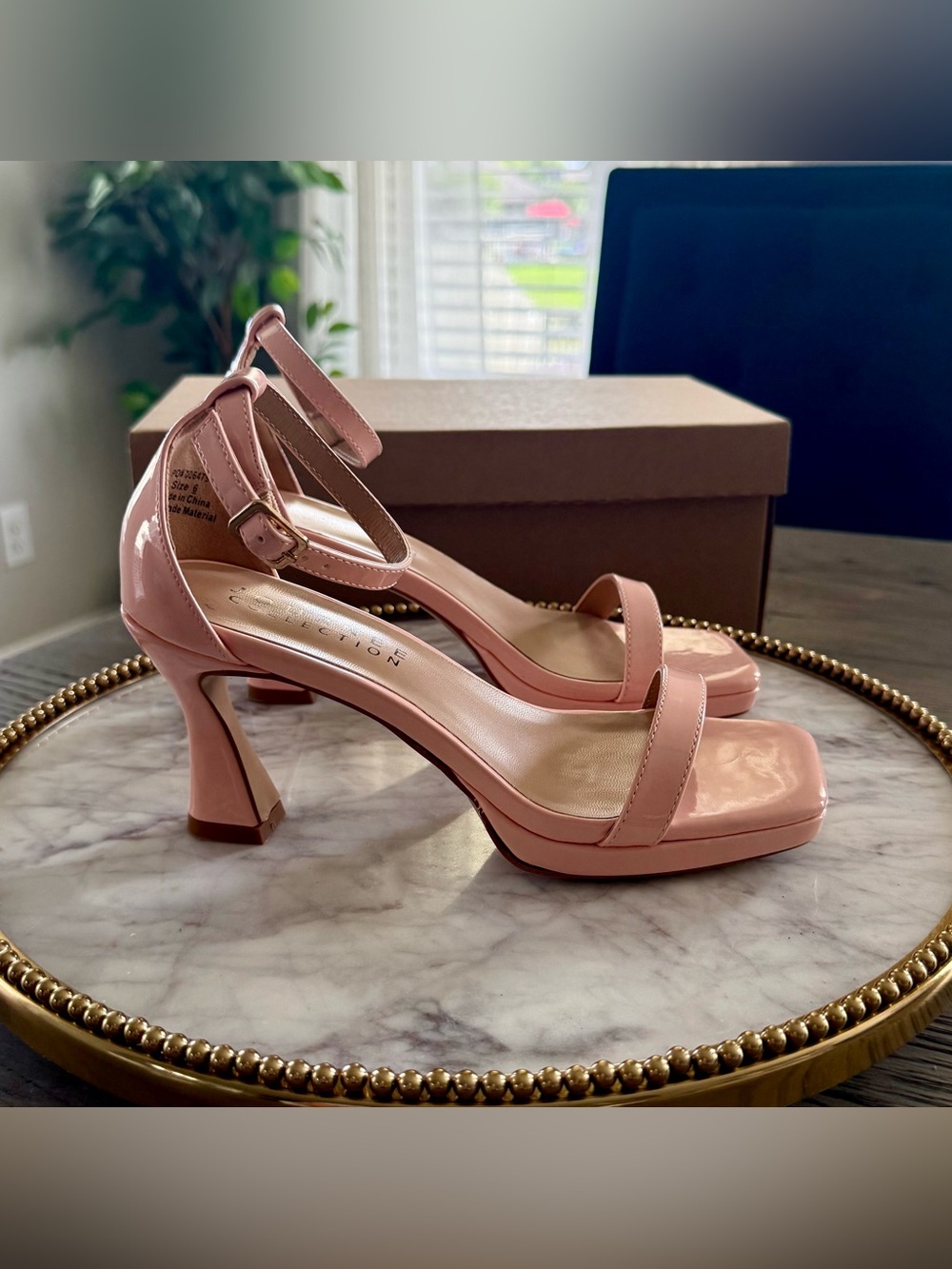 Journee Collection Blush Pink Patent Ankle-Strap Heels | SZ. 6